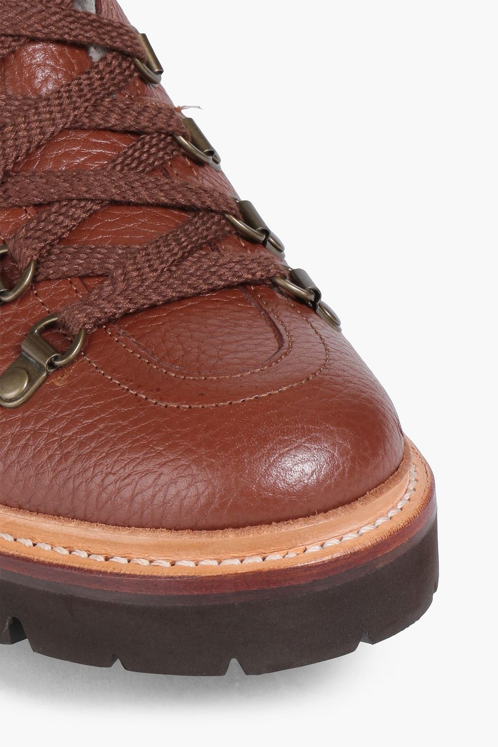 GRENSON حذاء بوت كومبات ’نانيت’ من الجلد الحبيبي مبطّن بالصوف