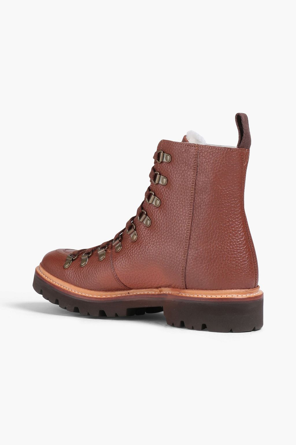 GRENSON حذاء بوت كومبات ’نانيت’ من الجلد الحبيبي مبطّن بالصوف