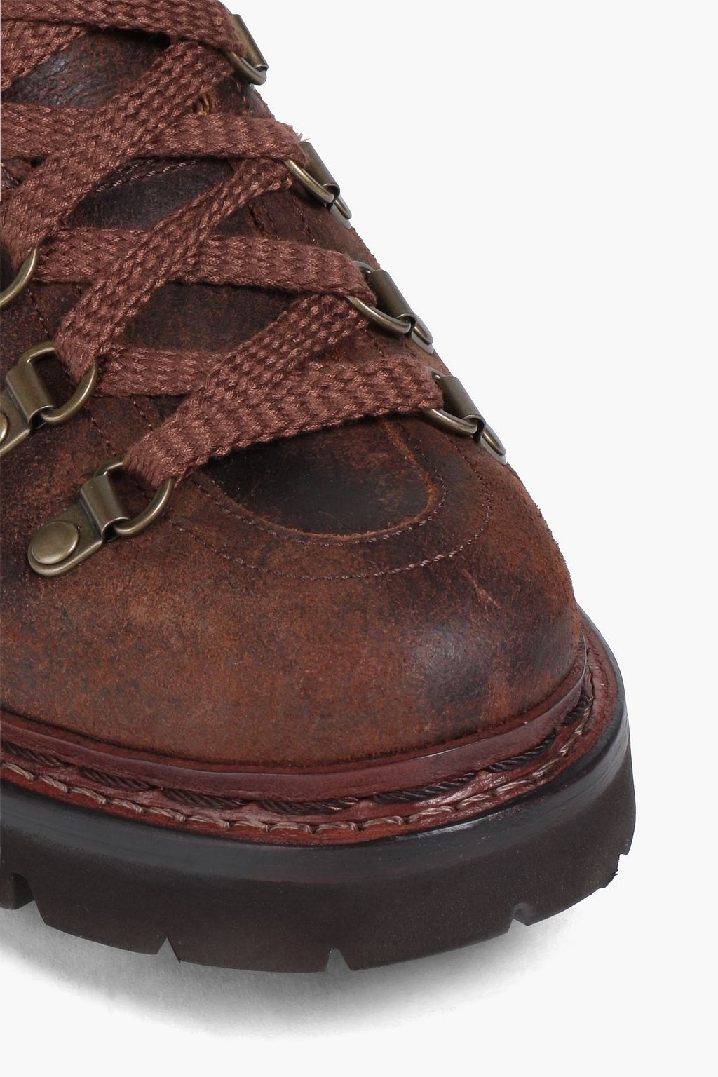 GRENSON Nanette distressed textured-leather combat boots