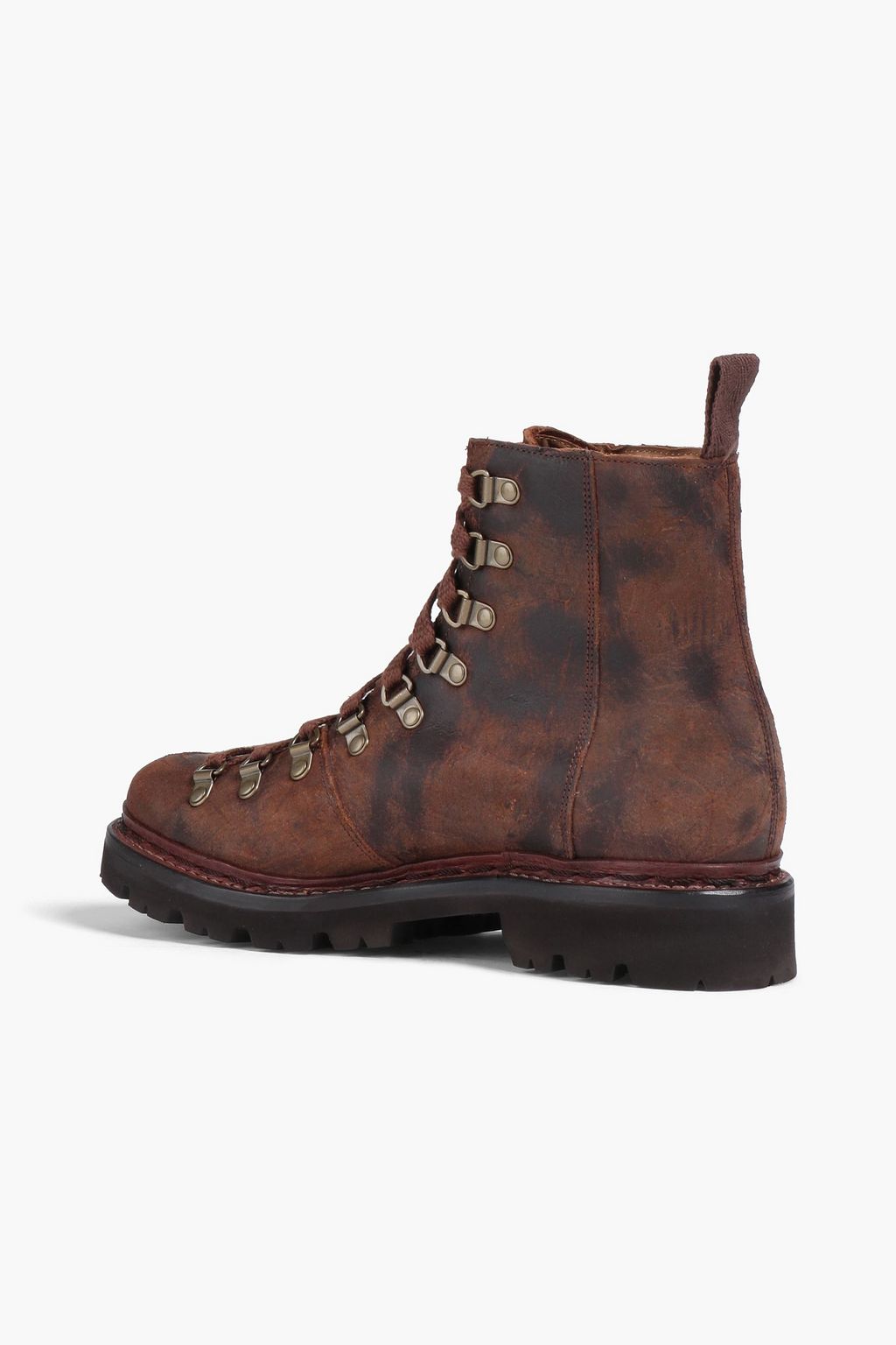 GRENSON Nanette distressed textured-leather combat boots