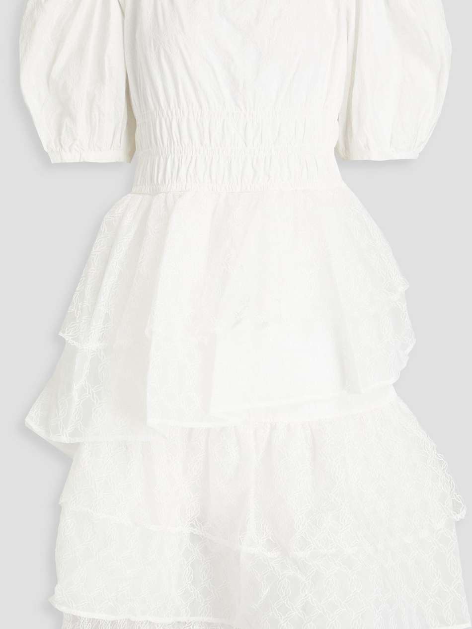 eldoris tiered embroidered cotton-organza and lace midi dress