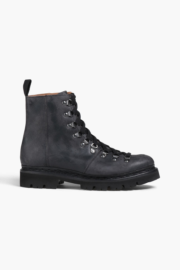 Grenson Nanette distressed textured-leather combat boots