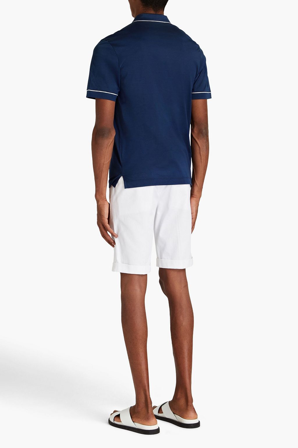 CANALI Slub cotton-jersey half-zip polo shirt