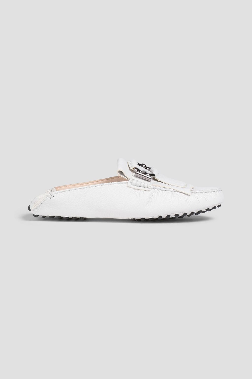 TOD'S T-Ring embellished pebbled-leather slippers | up to 70% off | THE OUTNET