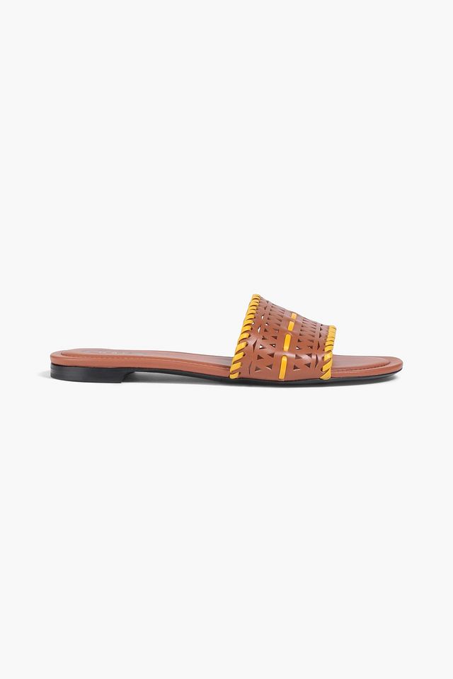 Laser-cut leather slides