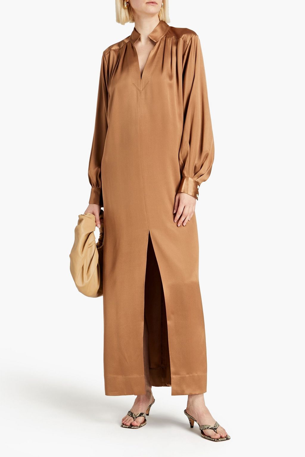FRAME Plissierter Kaftan aus Seidensatin