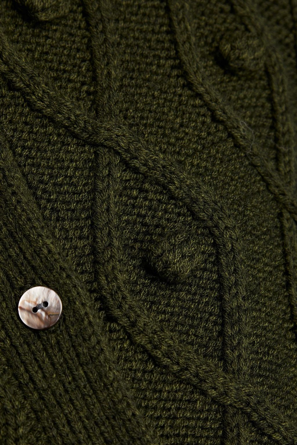 SHRIMPS Elmo pompom-embellished cable-knit merino wool-blend cardigan