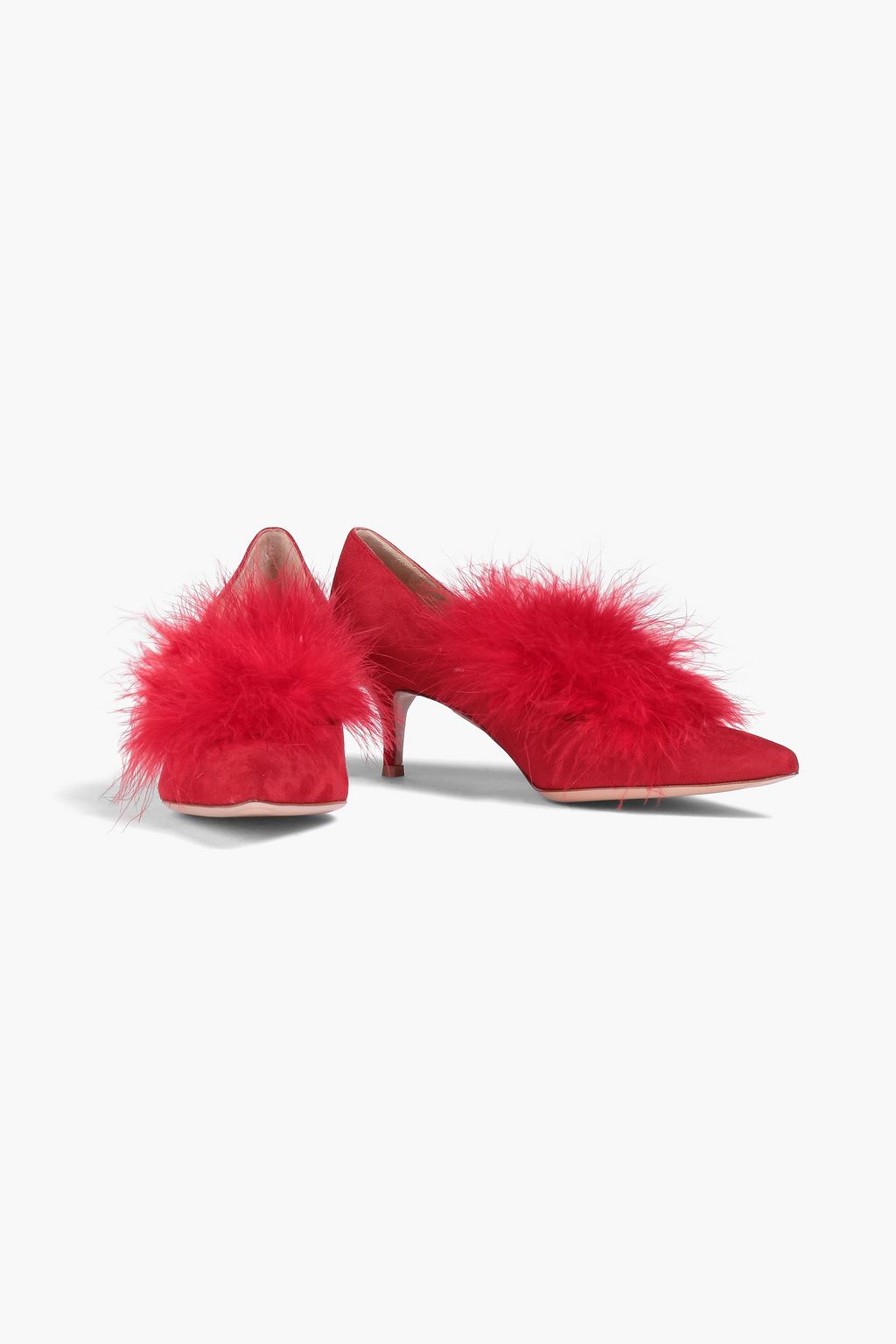 GIANVITO ROSSI Feather-embellished suede pumps