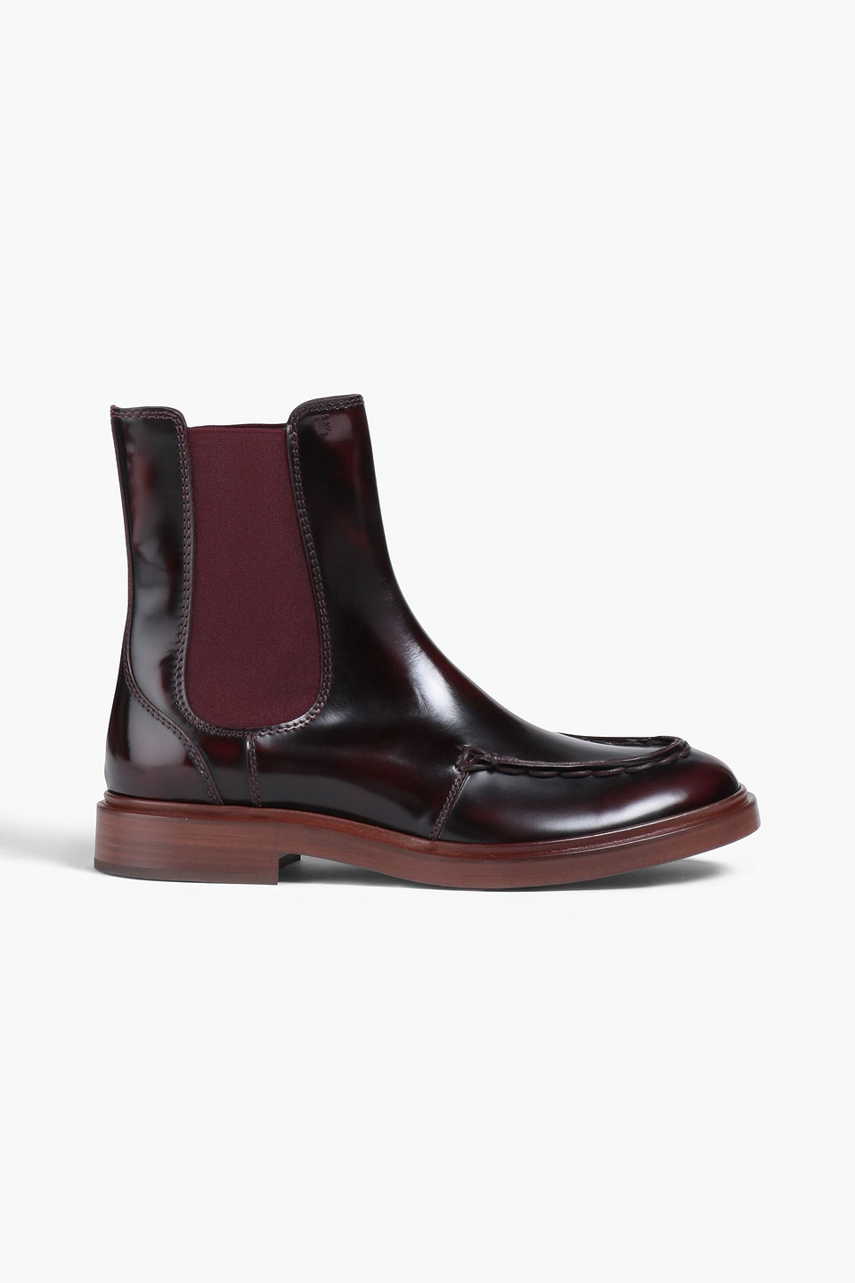 Tod's Glossed-leather Chelsea Boots In Chocolate