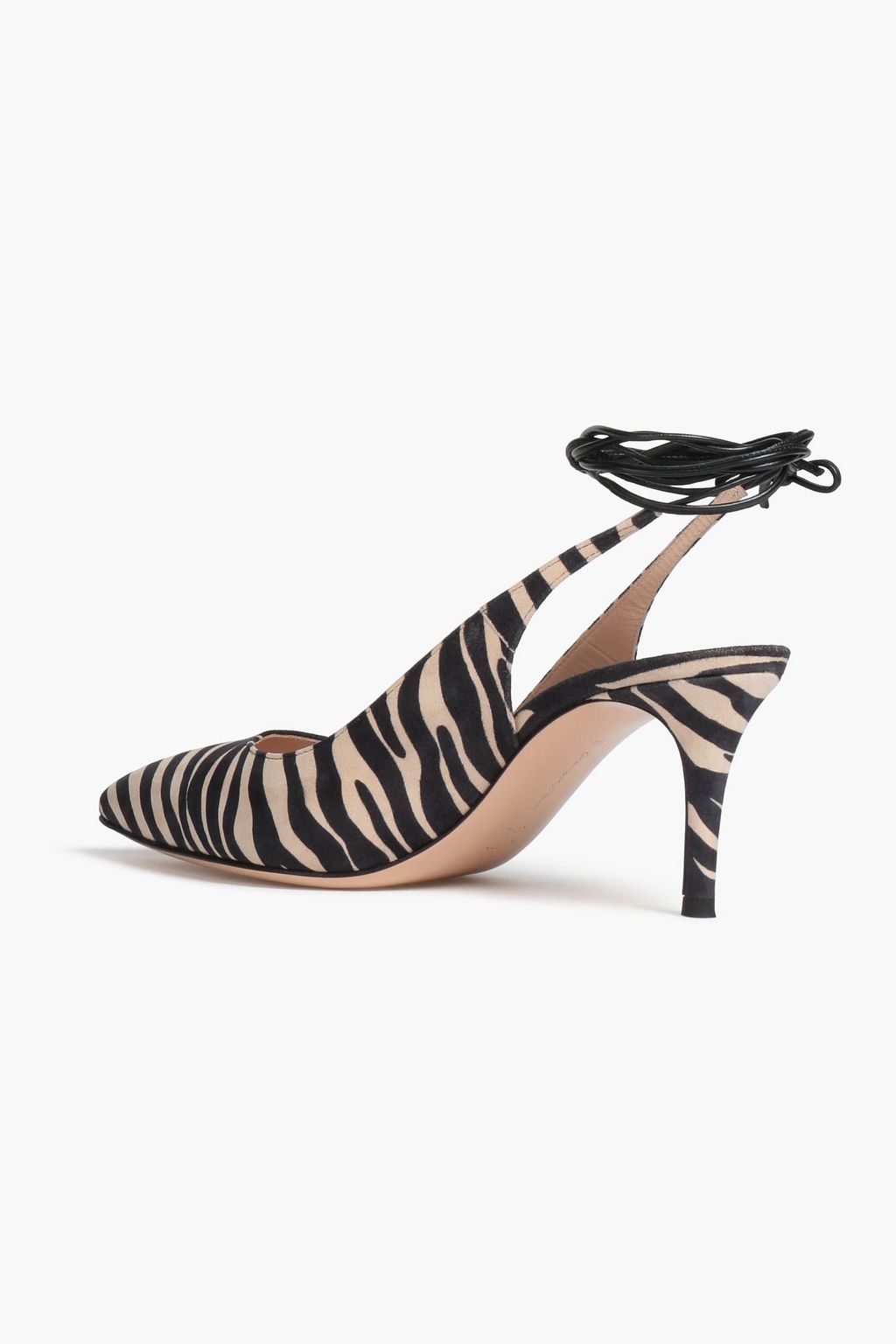 GIANVITO ROSSI Irene 지브라 프린트 스웨이드 슬링백 펌프스