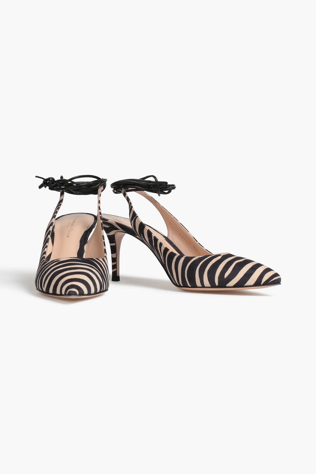 GIANVITO ROSSI Irene 지브라 프린트 스웨이드 슬링백 펌프스