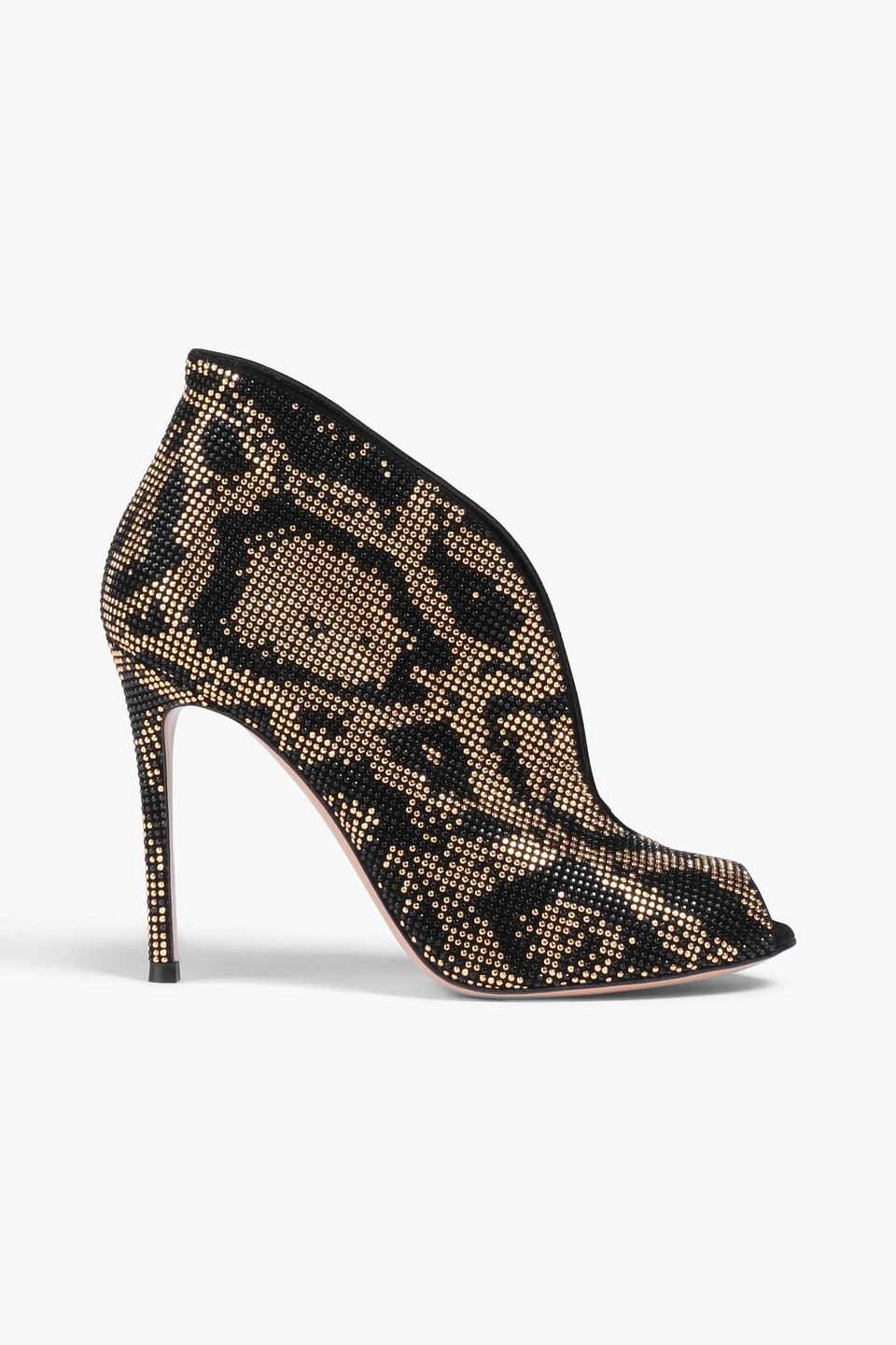 Gianvito Rossi Vamp Bead-embellished Suede Ankle Boots In Animal Print