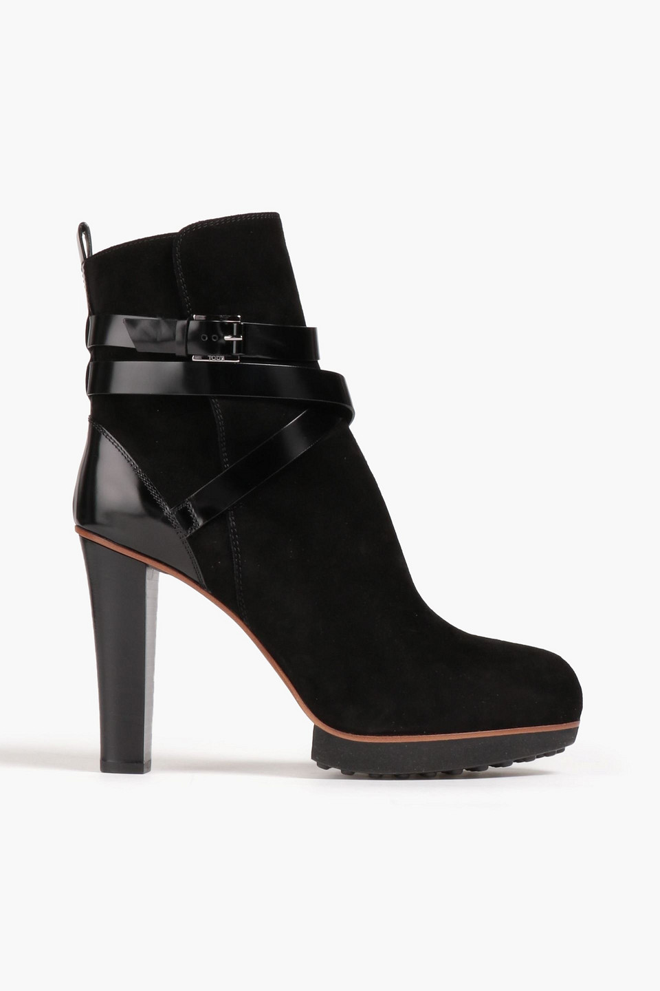 Tod's Suede Platform Ankle Boots In Black