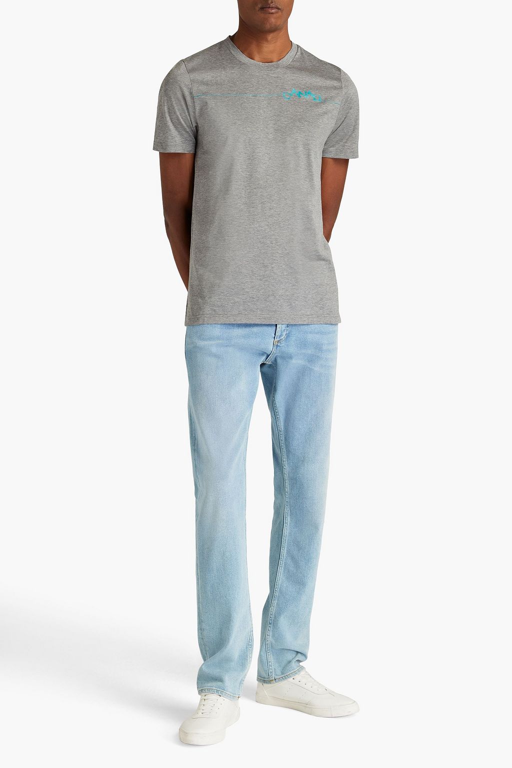 CANALI Mélange printed cotton-jersey T-shirt