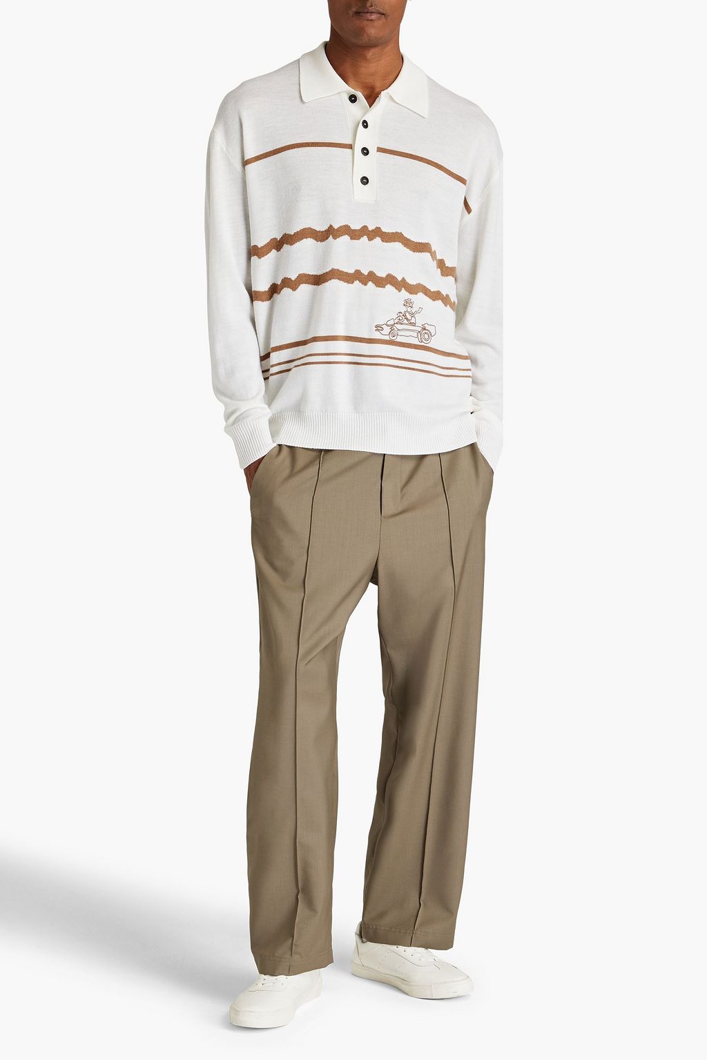 CANALI Embroidered jacquard-knit merino wool sweater