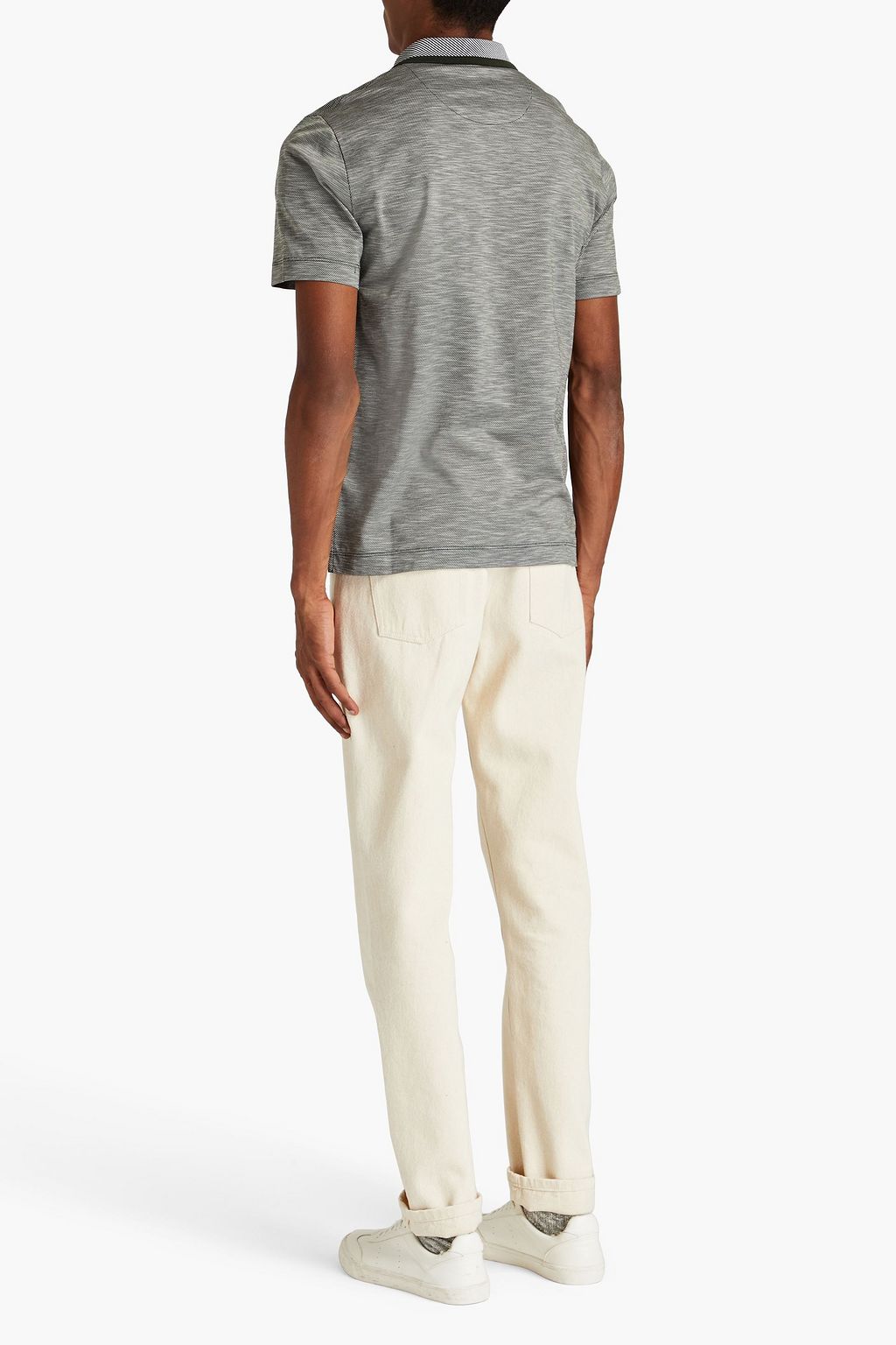 CANALI Mélange cotton-jersey polo shirt
