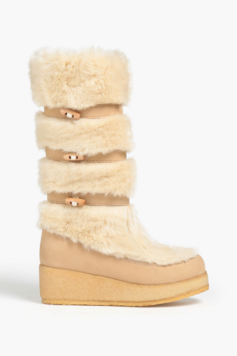 Apc Faux Shearling And Suede Snow Boots