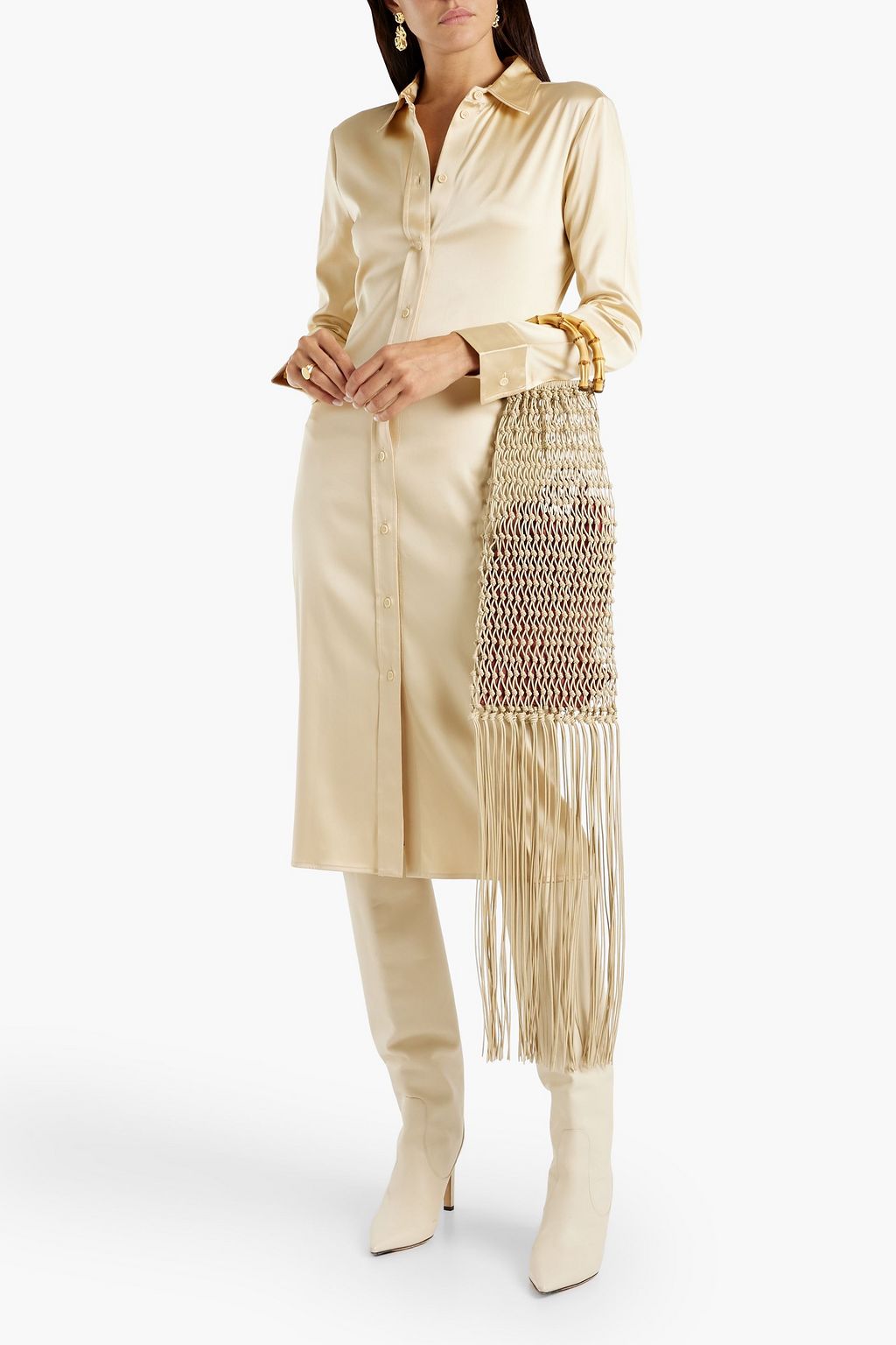 JIL SANDER Fringed woven leather tote
