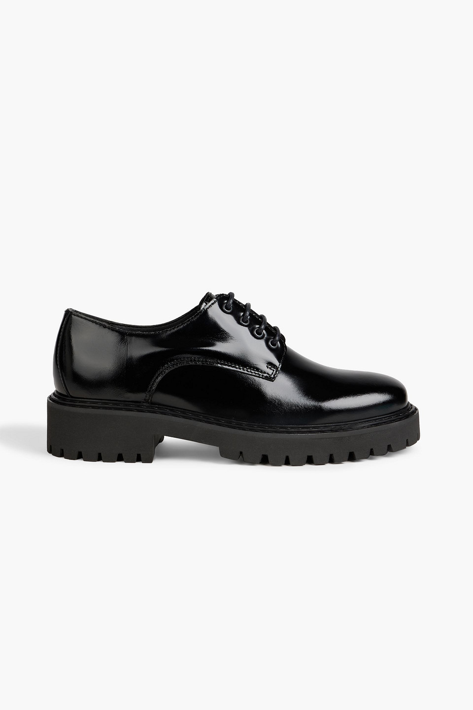 Iris & Ink Hadley Patent-leather Brogues In Black