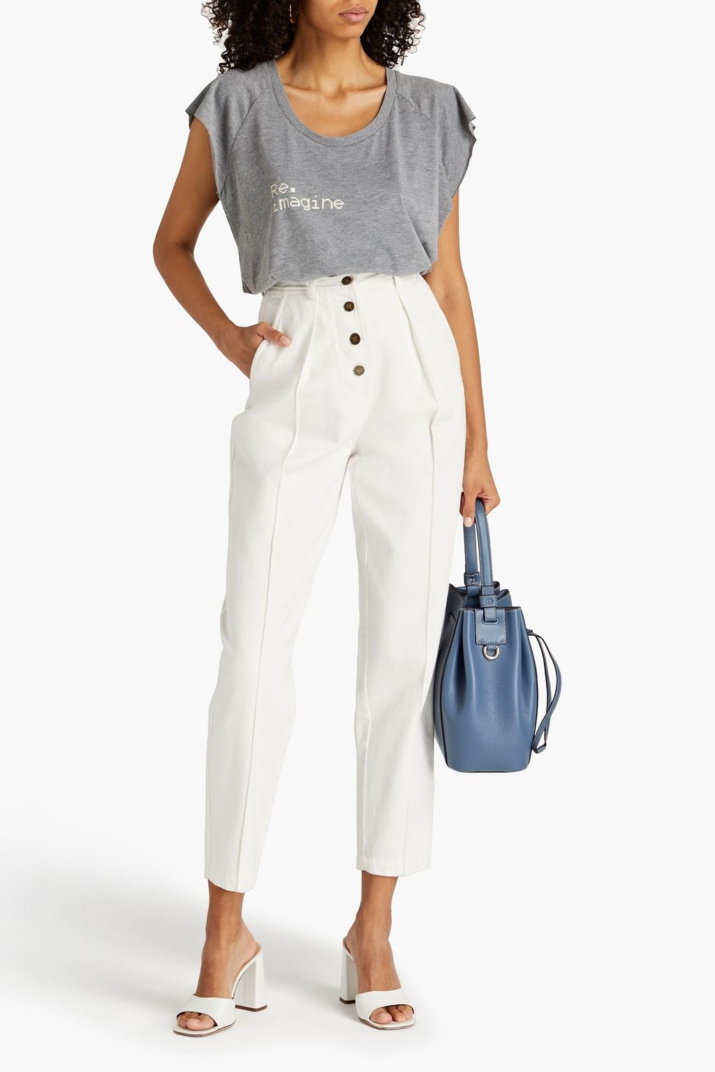 ZEYNEP ARCAY Cropped printed cotton-jersey T-shirt