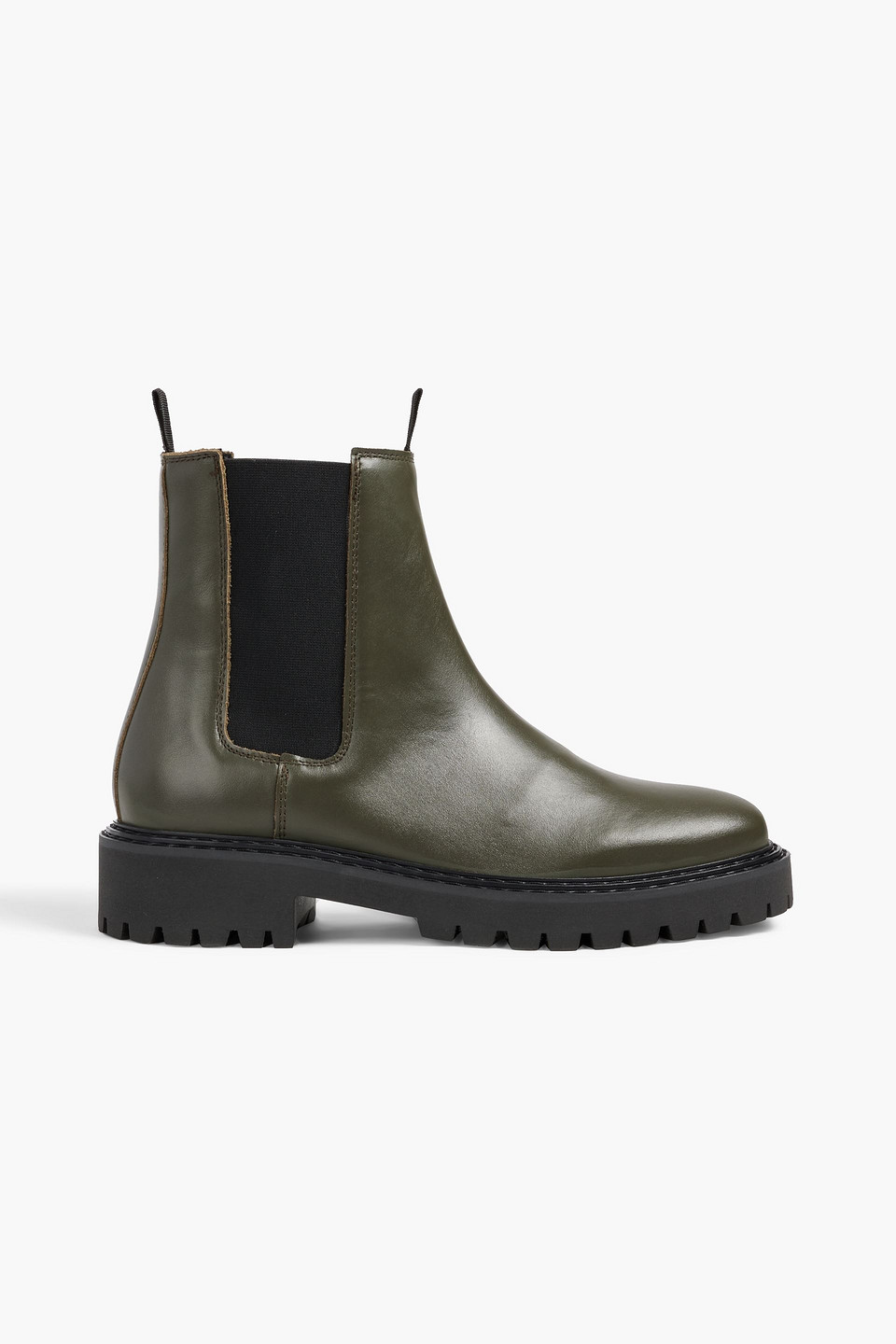 Iris & Ink Agatha Leather Chelsea Boots In Army Green