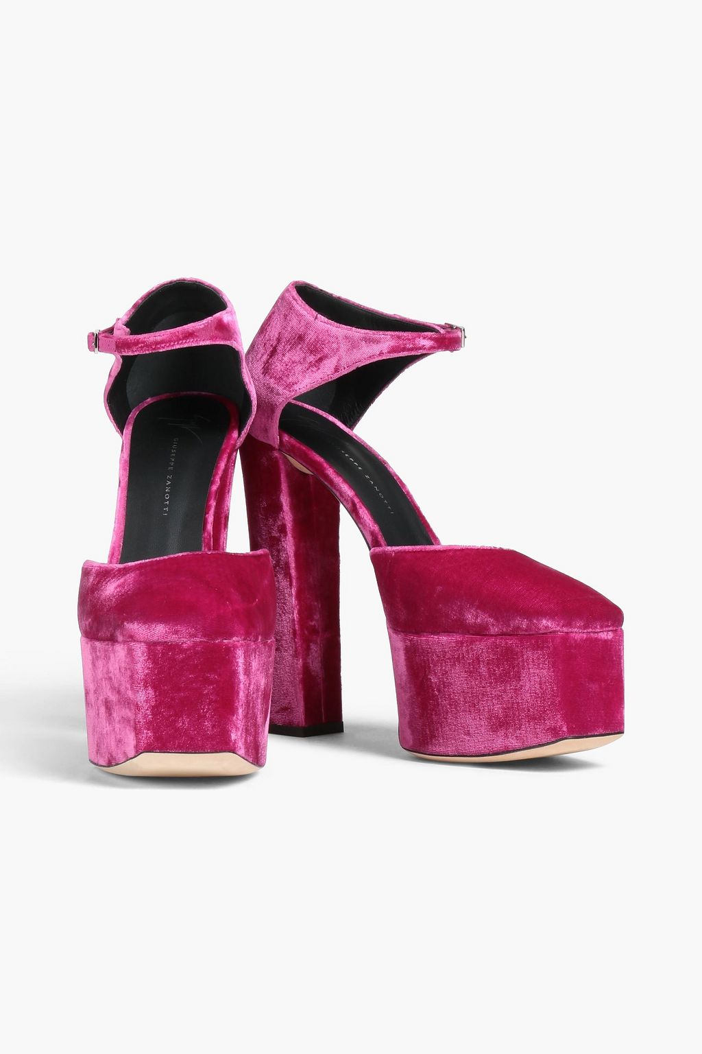 GIUSEPPE ZANOTTI حذاء بامب «بيبي» بنعل سميك مصنوع من المخمل