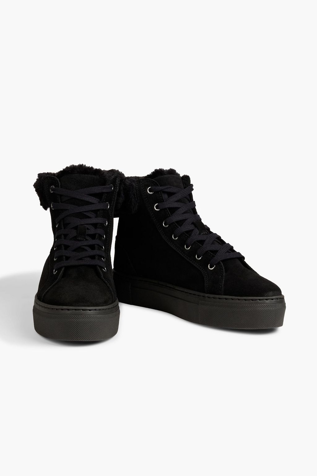 IRIS & INK Blossom High-Top-Sneakers aus Veloursleder mit Shearling-Besatz
