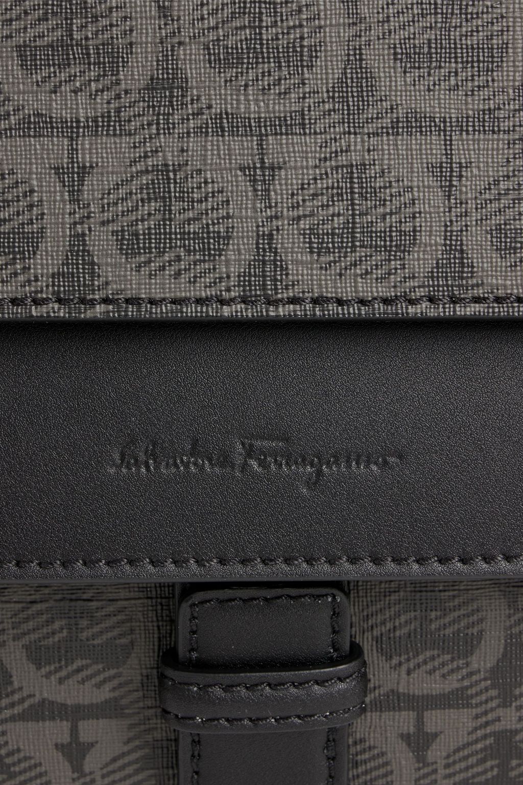 FERRAGAMO Leather-trimmed logo-print coated-canvas shoulder bag