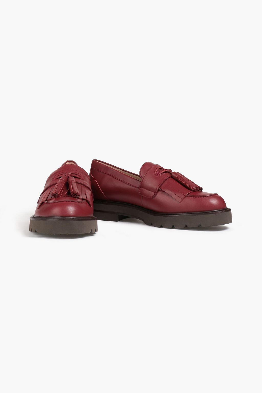 Brick Mila tasseled fringed leather 