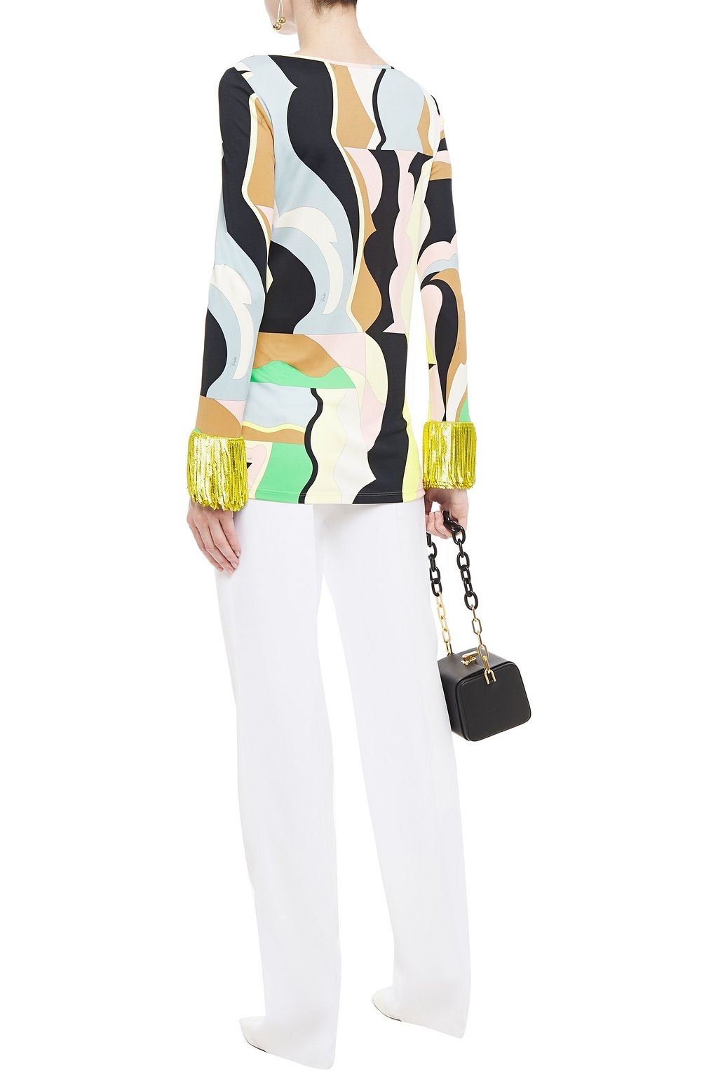 EMILIO PUCCI Sequin-embellished printed stretch-jersey top