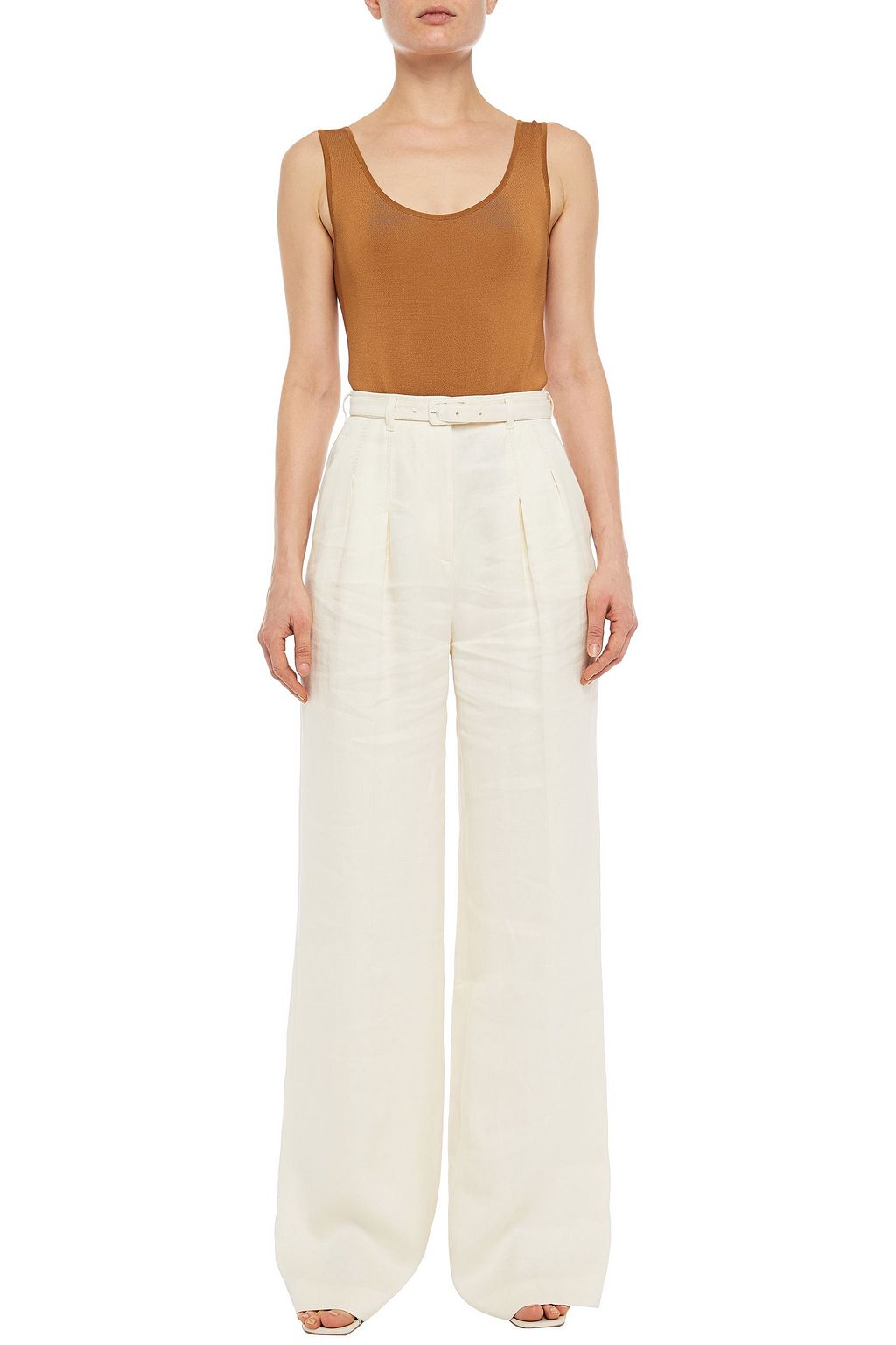 GABRIELA HEARST Belted linen wide-leg pants
