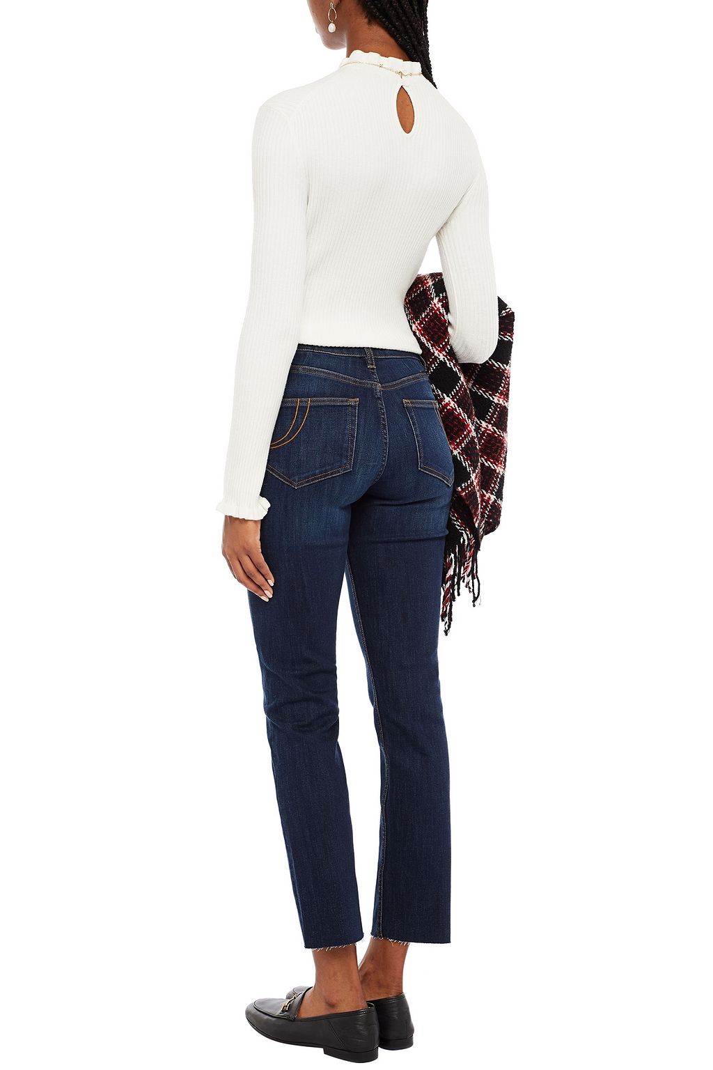 MAJE Cropped mid-rise slim-leg jeans