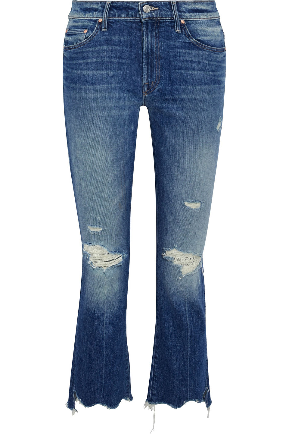 MOTHER The Insider Crop Step Chew distressed mid-rise straight-leg jeans