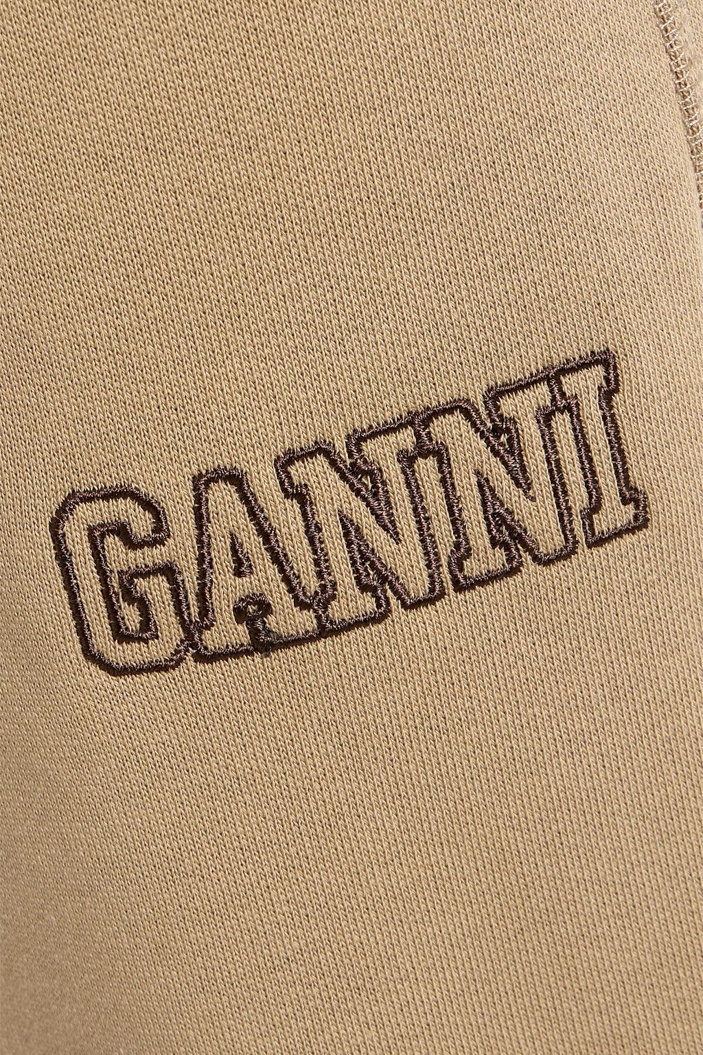 GANNI بنطلون رياضي من الفليس القطني العضوي بتصميم مطرز