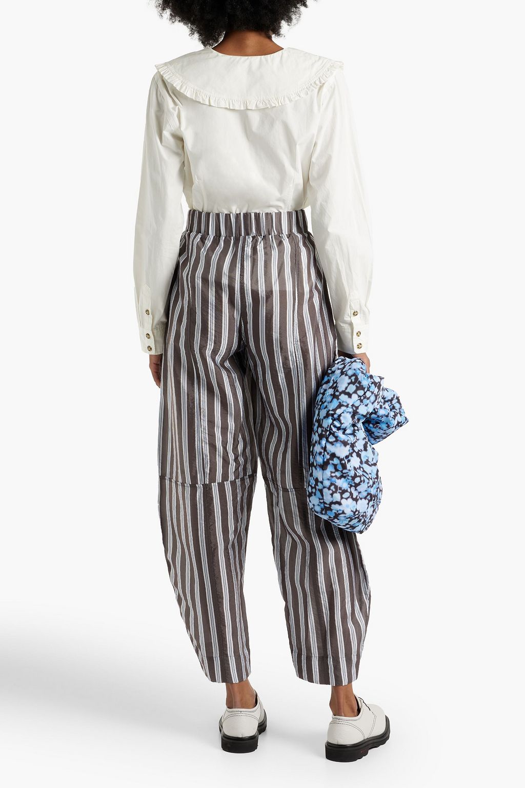 GANNI Ruffled cotton-poplin blouse