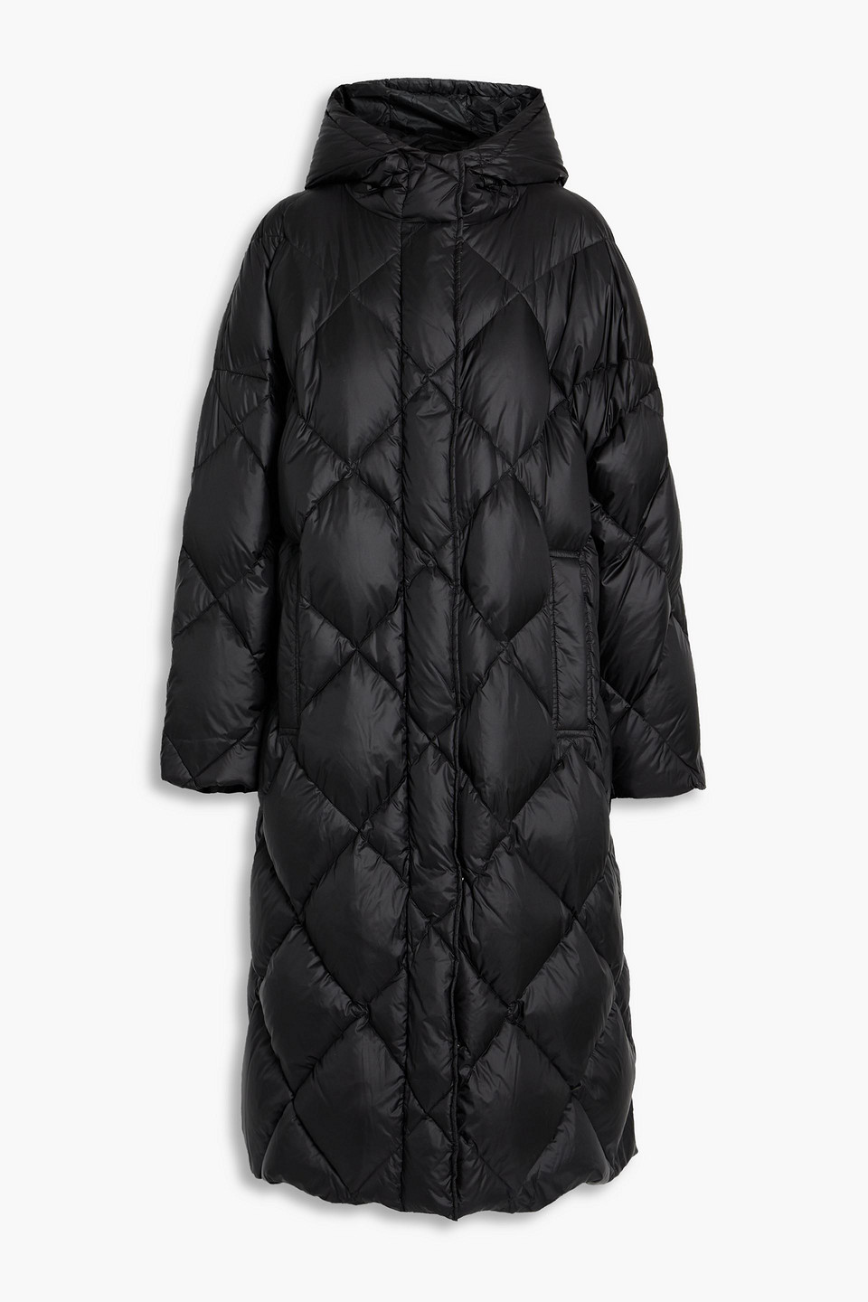 stand studio - farrah quilted shell hooded coat - black - fr 42