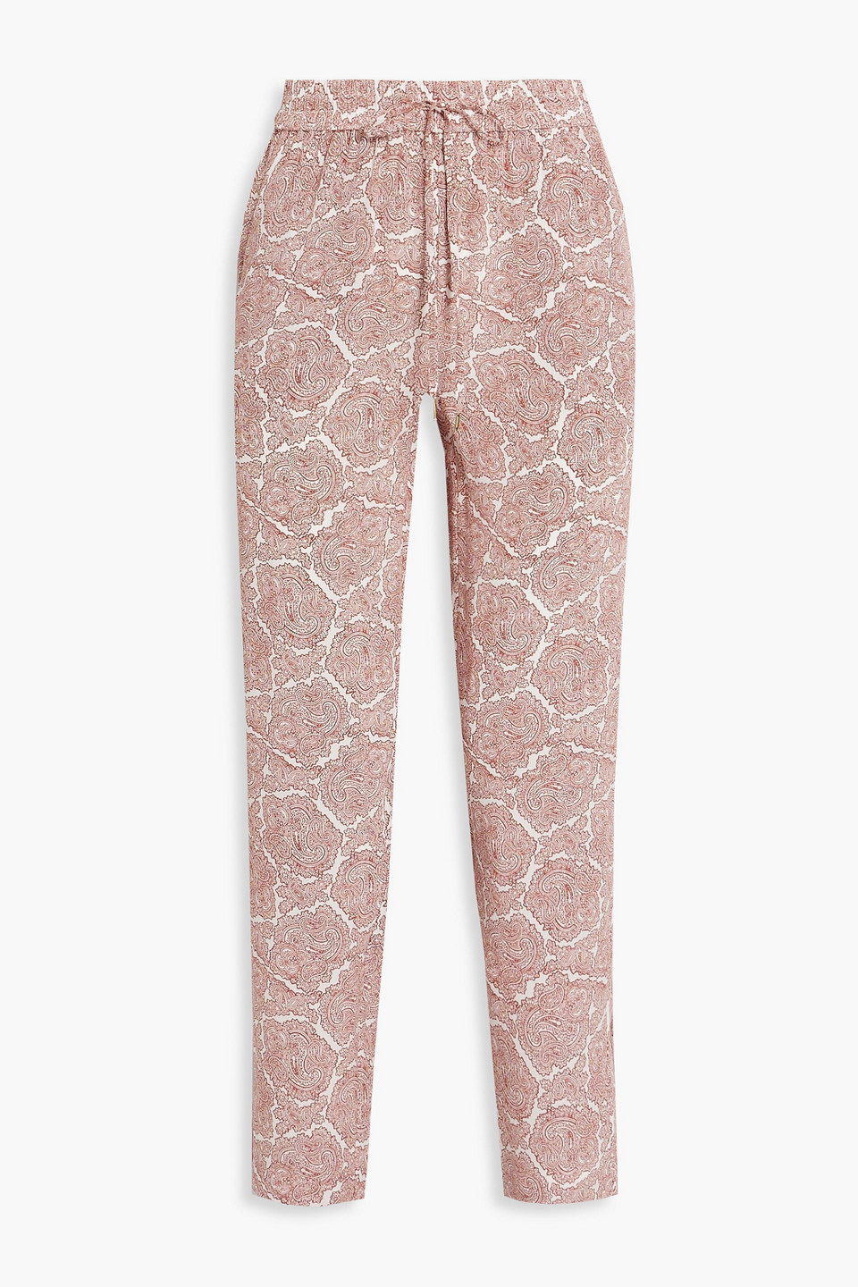 JOIE PRINTED SILK CREPE DE CHINE TAPERED PANTS,3074457345633754663