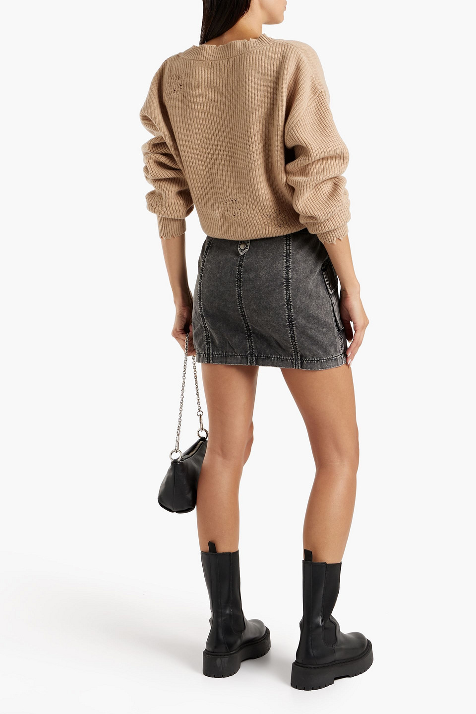 Shop Ser.o.ya Xi Belted Denim Mini Skirt In Charcoal