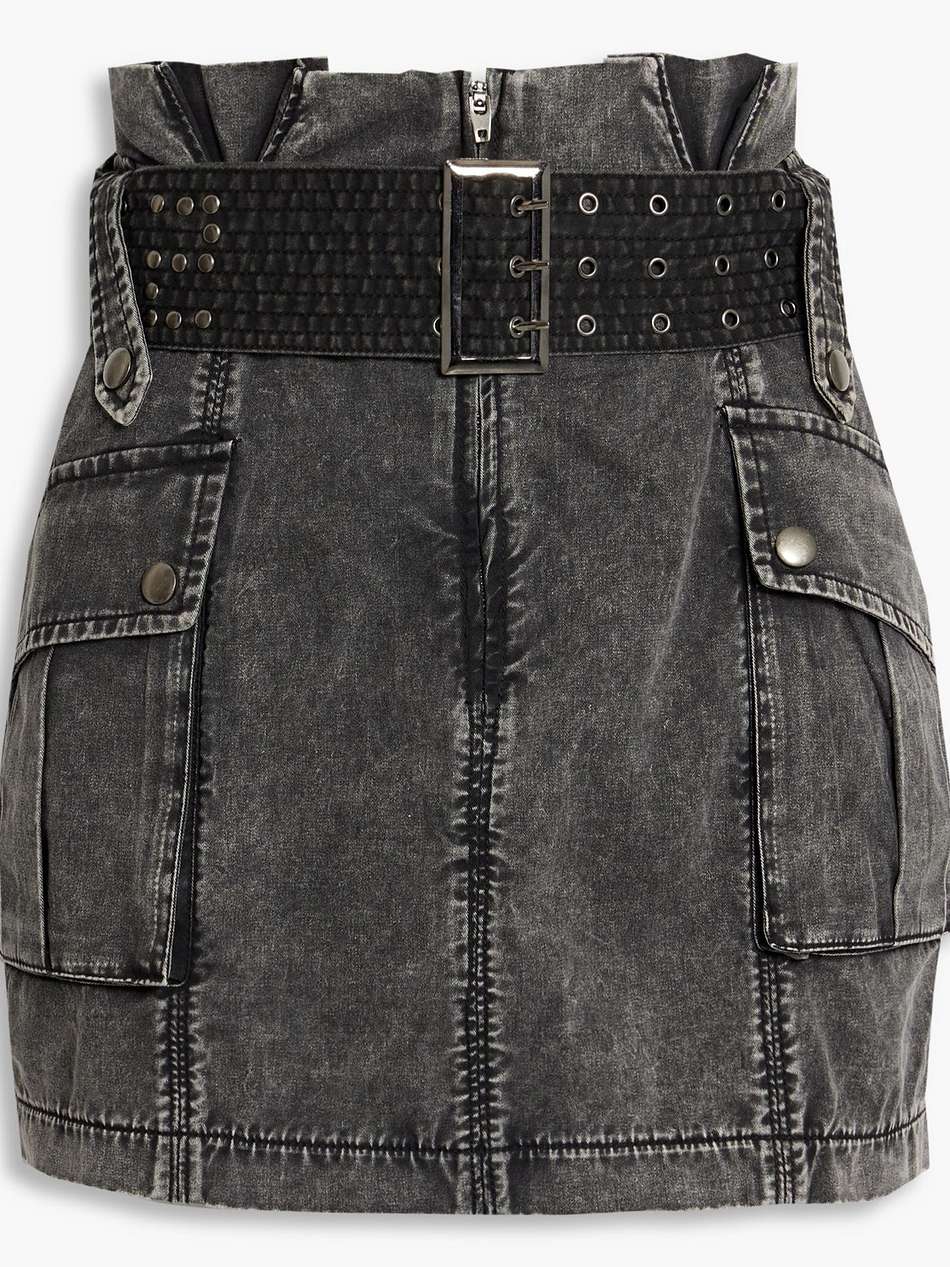 xi belted denim mini skirt