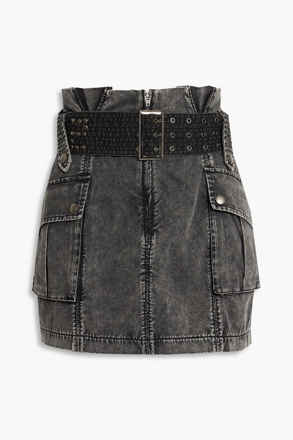 Ser.o.ya Xi Belted Denim Mini Skirt In Charcoal