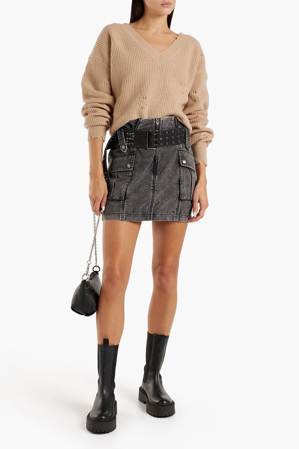 SER.O.YA Xi belted denim mini skirt