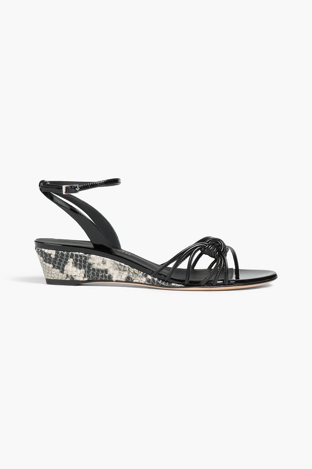 Ylenia 30 knotted leather wedge sandals