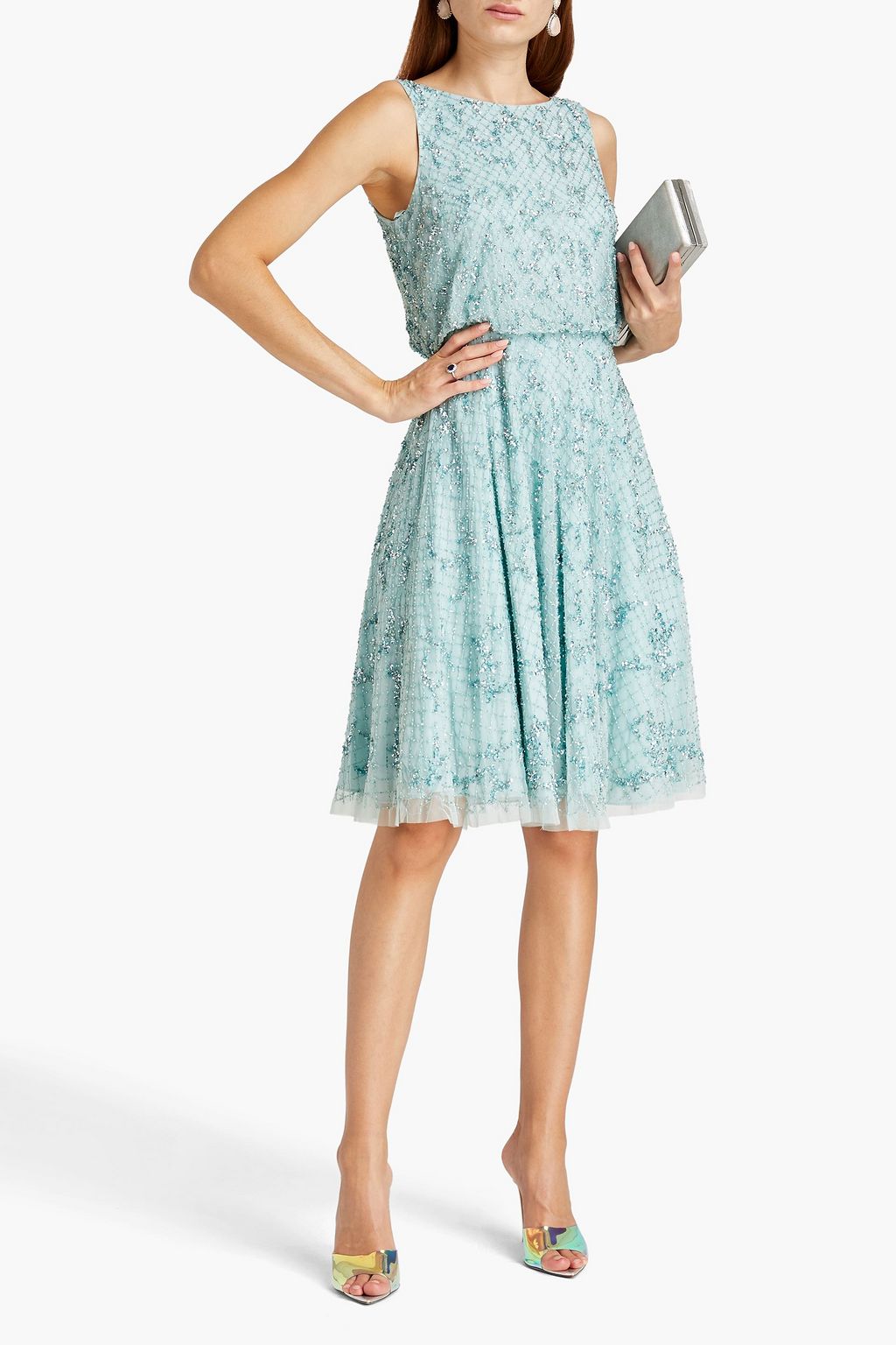 AIDAN MATTOX Embellished tulle dress