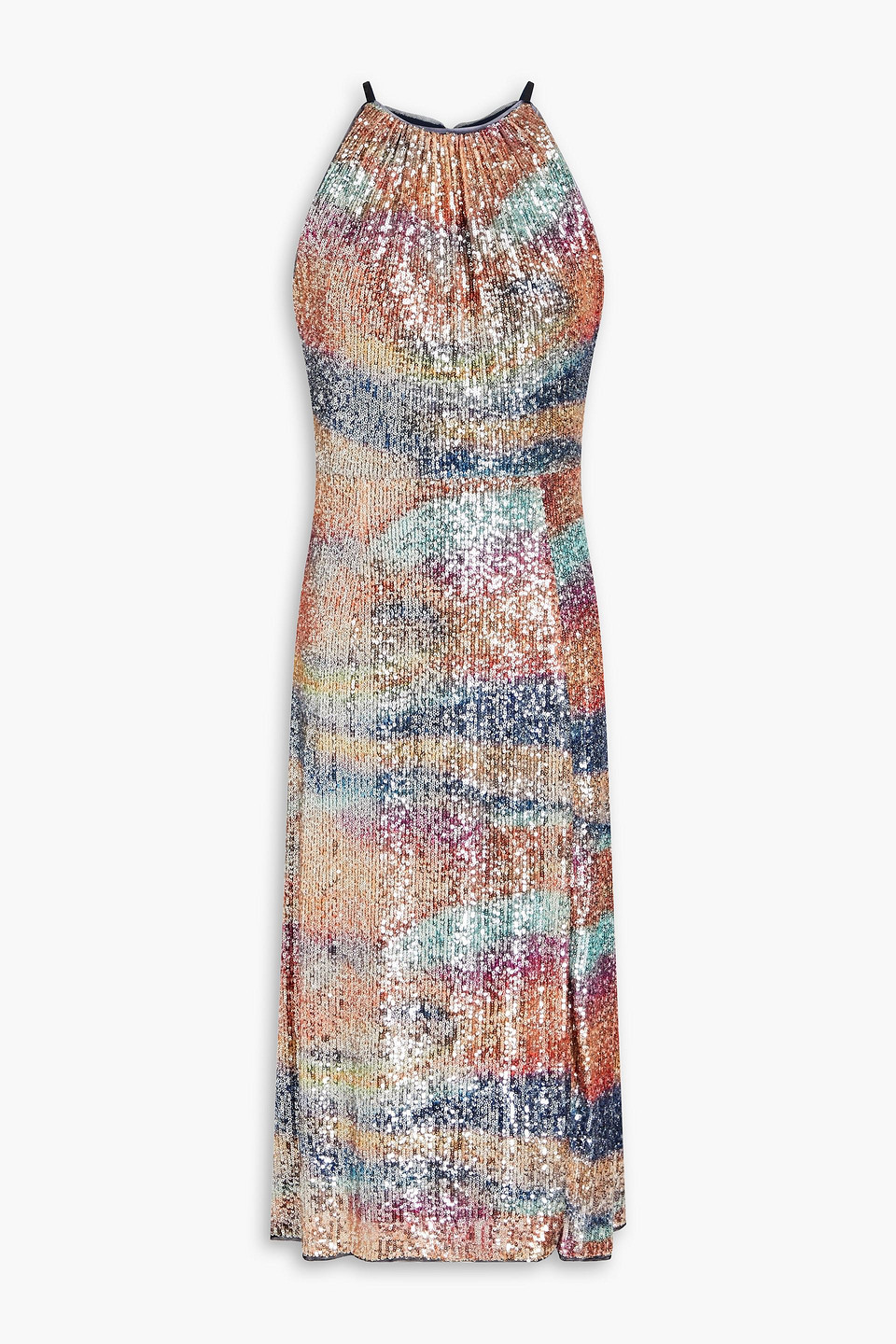 Aidan Mattox Sequined printed mesh midi dress