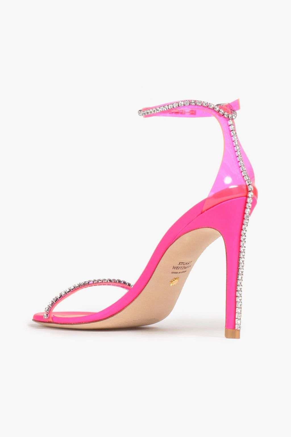STUART WEITZMAN PVC 트리밍 장식 디테일 가죽 샌들