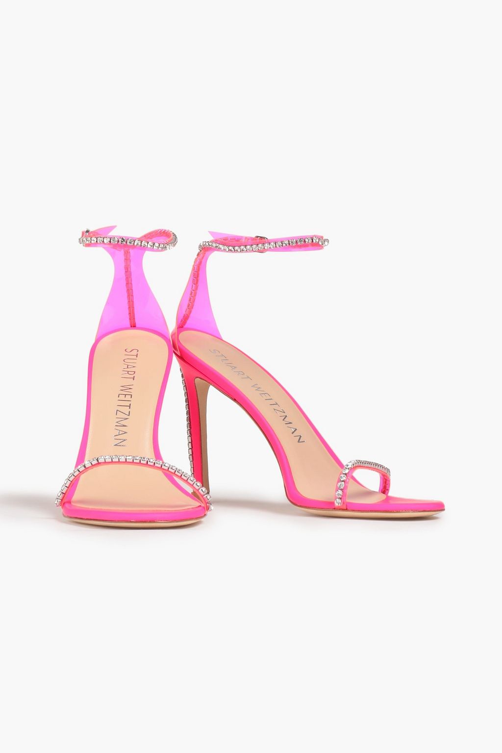 STUART WEITZMAN PVC 트리밍 장식 디테일 가죽 샌들