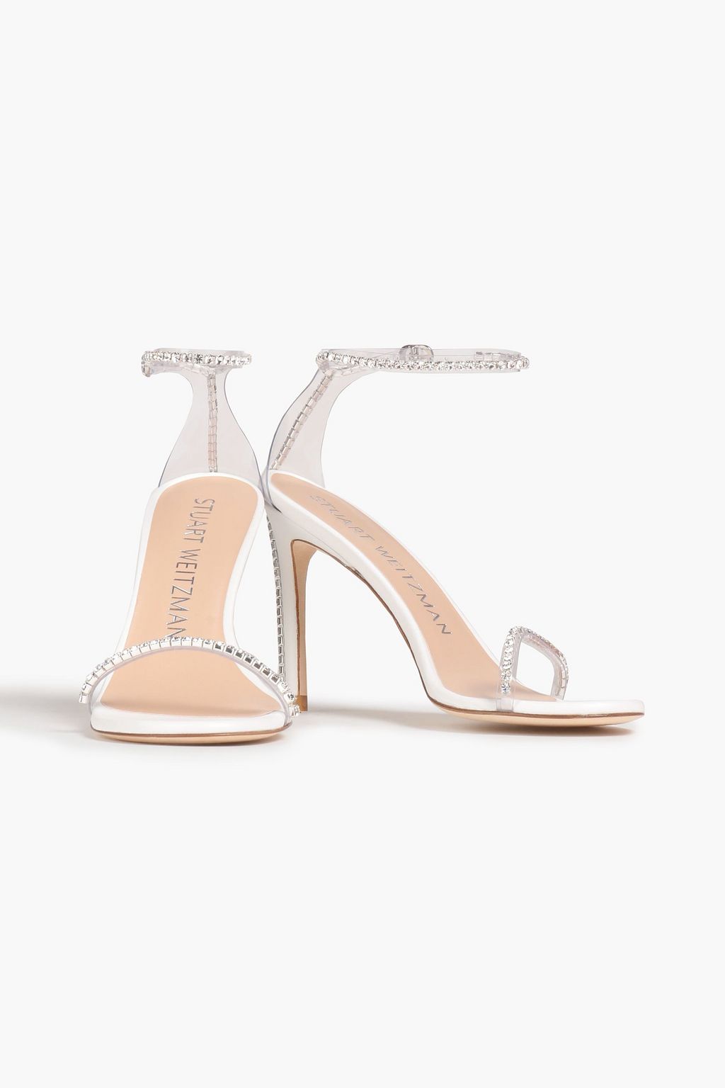 STUART WEITZMAN レザー サンダル PVCトリム クリスタル付き