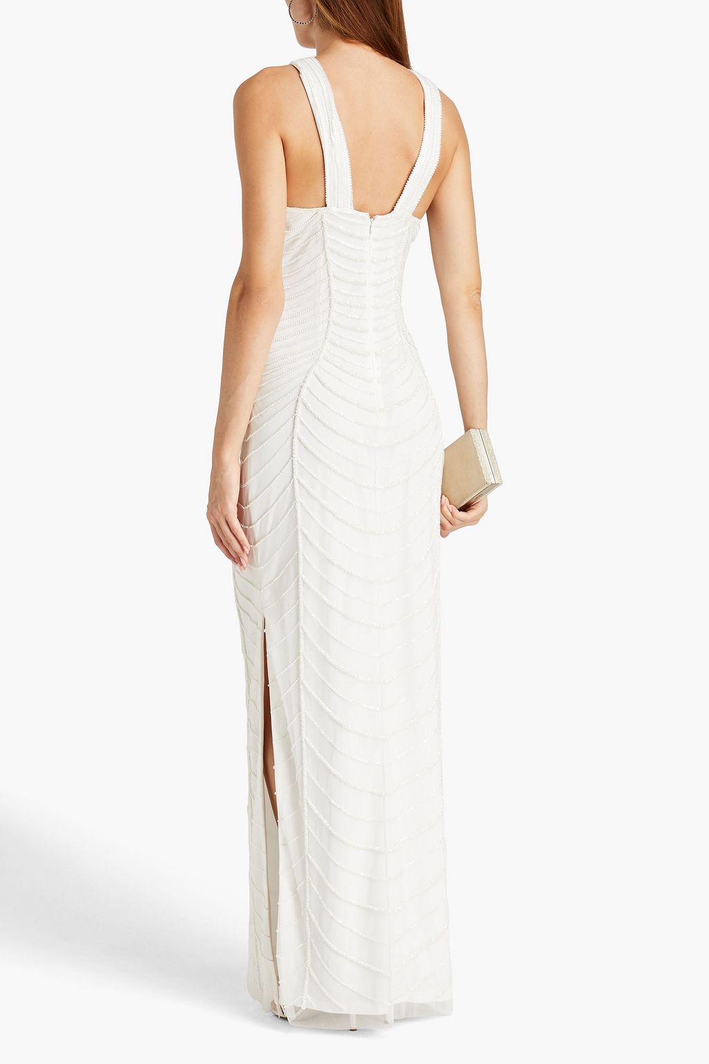 AIDAN MATTOX Bead-embellished tulle gown