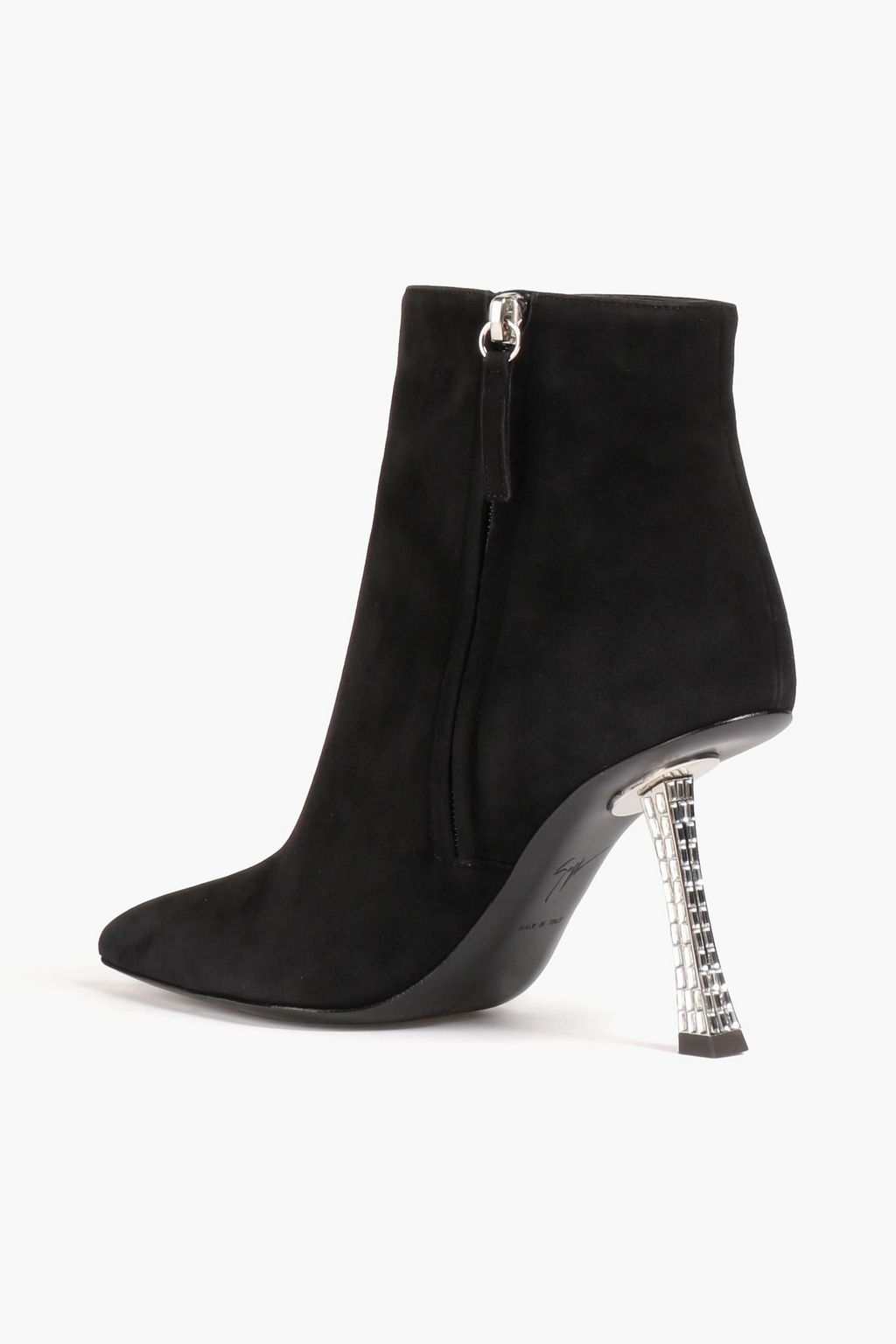 GIUSEPPE ZANOTTI حذاء بوت ’كاندا’ بطول الكاحل من الجلد السويدي بكعب مقاس 95 مزين بالكريستال