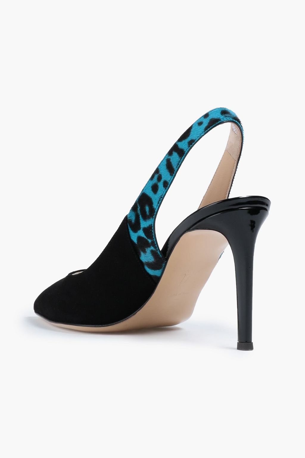 GIUSEPPE ZANOTTI Calf hair and suede slingback pumps
